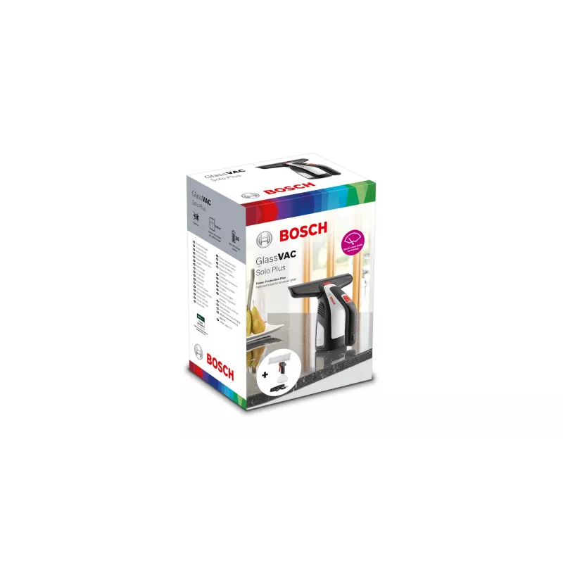Bosch GlassVAC Solo Plus 06008B7200 aspirador de janelas com frasco pulverizador, autonomia de 30 min, preto/cinzento