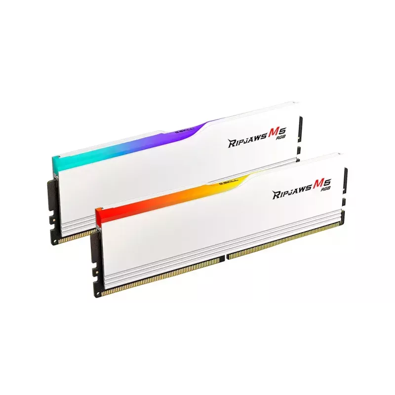 DIMM 96 GB DDR5-5600 (2x 48 GB) Dual-Kit, memória RAM branca, F5-5600J4040D48GX2-RM5RW, Ripjaws M5 RGB, INTEL XMP
