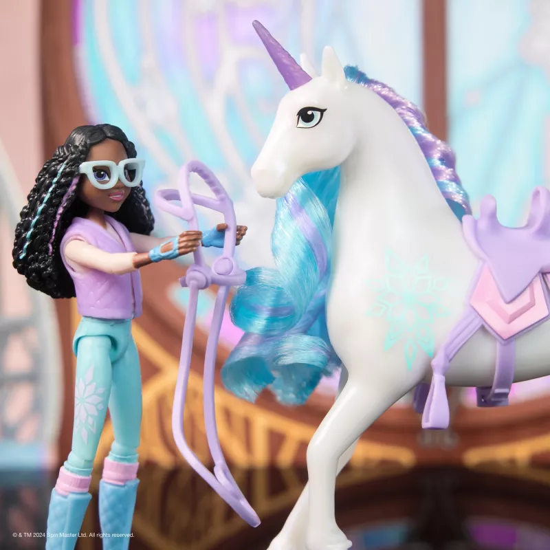 Unicorn Academy, Layla & Glacier com 2 acessórios e ferramenta de cabelo, bonecas e brinquedo de unicórnio para raparigas a partir dos 4 anos