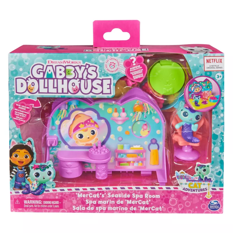 Conjunto de brincar Deluxe Room Spin Master Gabby's Dollhouse – Sala de bem-estar com figura de suricata