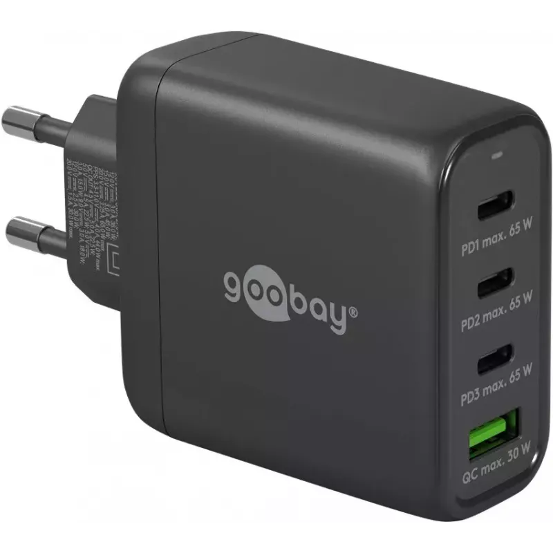 Carregador Goobay 64819 carregador rápido AC para interior preto 3 USB Type-C