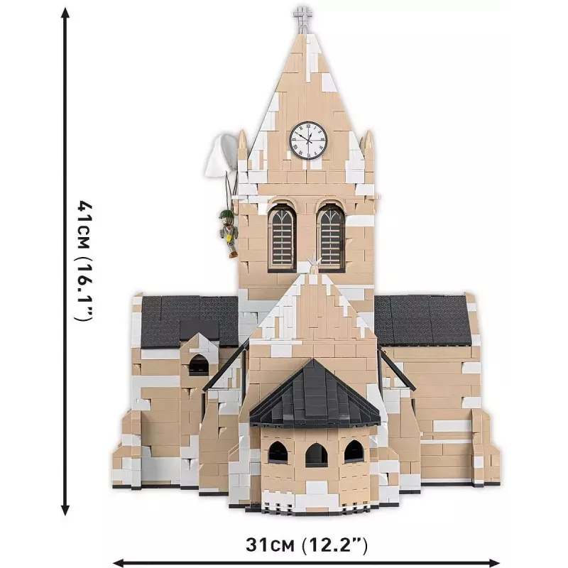 Blocos de construção Cobi Igreja Sainte-Mère-Église 2280 peças 10 anos
