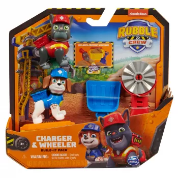 Rubble & Crew, figuras de ação Charger & Wheeler, com Kinetic Build-It Sand e 2 ferramentas de construção, brinquedo PAW Patrol para rapazes e raparigas a partir dos 3 anos