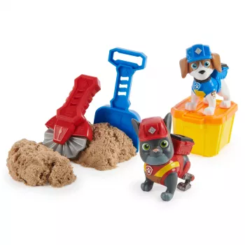 Rubble & Crew, figuras de ação Charger & Wheeler, com Kinetic Build-It Sand e 2 ferramentas de construção, brinquedo PAW Patrol para rapazes e raparigas a partir dos 3 anos