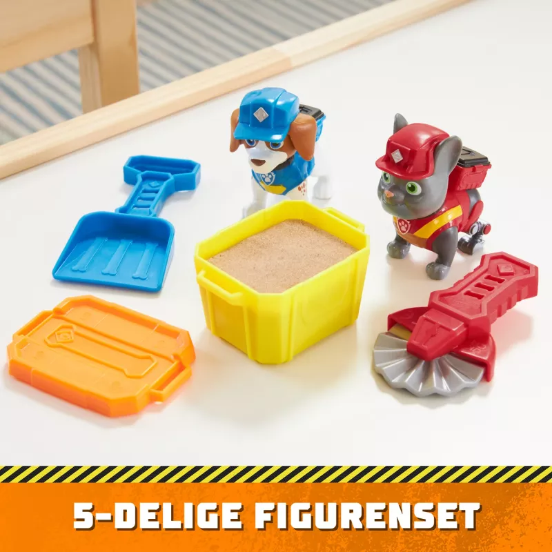 Rubble & Crew, figuras de ação Charger & Wheeler, com Kinetic Build-It Sand e 2 ferramentas de construção, brinquedo PAW Patrol para rapazes e raparigas a partir dos 3 anos
