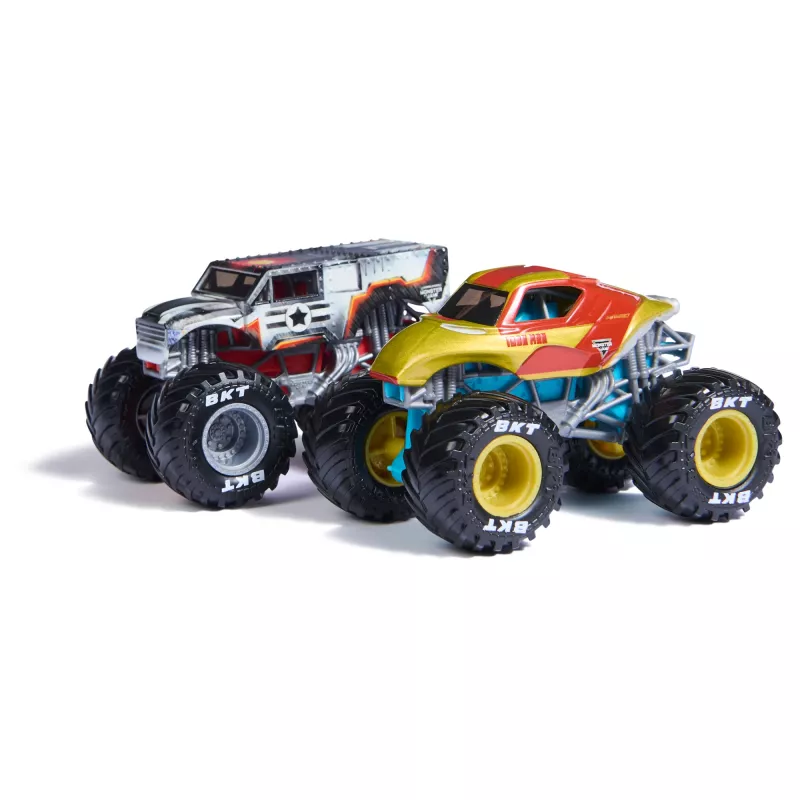 Monster Jam, Marvel Iron Man Vs. War Machine monstros de metal fundido oficiais, escala 1:64, brinquedo para rapazes e raparigas a partir dos 3 anos