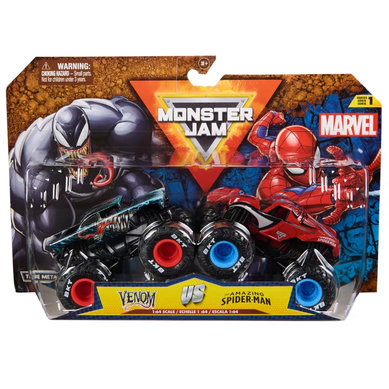 Monster Jam, Marvel Iron Man Vs. War Machine monstros de metal fundido oficiais, escala 1:64, brinquedo para rapazes e raparigas a partir dos 3 anos
