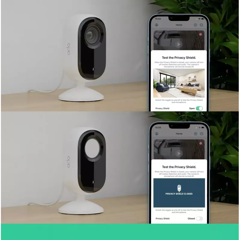Câmara de segurança IP Arlo Essential 2K Indoor Security Camera pack de 2 sem fios para interior