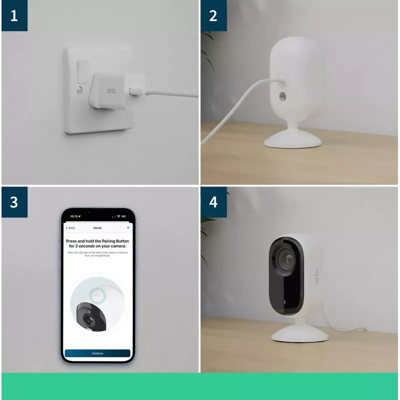 Câmara de segurança IP Arlo Essential 2K Indoor Security Camera pack de 2 sem fios para interior
