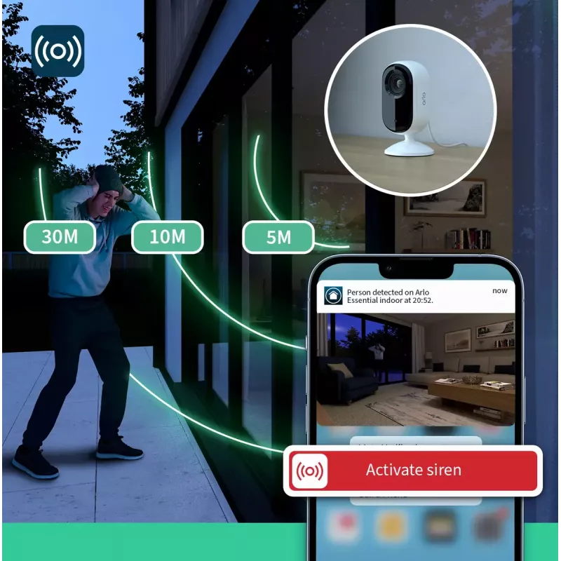 Câmara de segurança IP Arlo Essential 2K Indoor Security Camera pack de 2 sem fios para interior