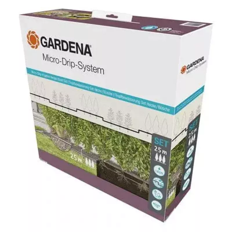 Gardena Micro-Drip-System tubo de gotejamento para arbustos e sebes, 1,6 l/h, 25 m, preto (13503-20)