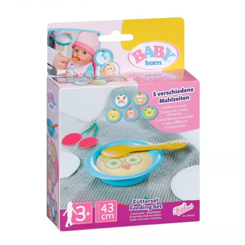 BABY born conjunto de alimentação – acessório de alimentação para bonecas com imagens de refeições ativadas por água
