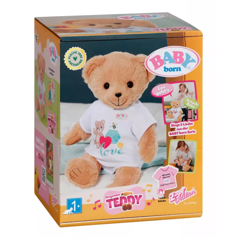 Peluche zapf creation BABY born Singing Teddy 837962 — urso de peluche cantor para bonecas