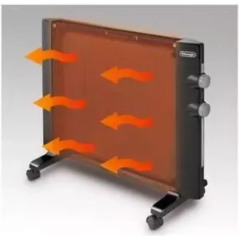 Aquecedor a radiador De’Longhi HMP 1000, elemento de mica, 1000 W, preto, instalação no chão, para espaços até 60 m³