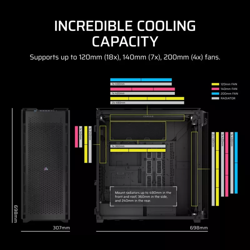 Caixa para PC CORSAIR – 9000D RGB Airflow Super Full-Tower