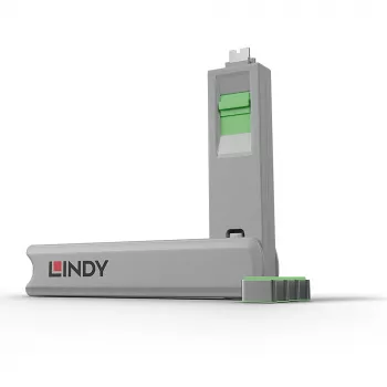 Chave bloqueadora de portas Lindy chave bloqueadora de portas USB Type-C pack de 4 verde