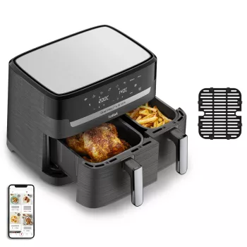 Tefal Dual Easy Fry & Grill EY905B fritadeira de ar quente dupla 8,3 L autónoma 2700 W cinzento