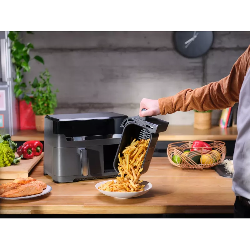 Tefal Dual Easy Fry & Grill EY905B fritadeira de ar quente dupla 8,3 L autónoma 2700 W cinzento