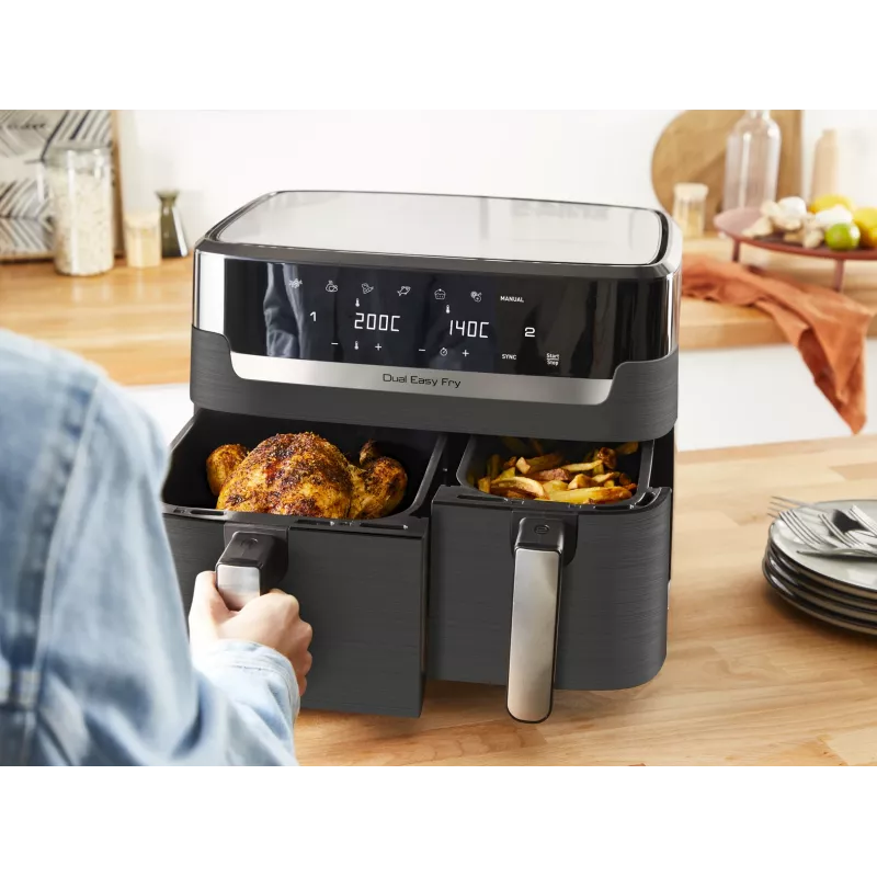 Tefal Dual Easy Fry & Grill EY905B fritadeira de ar quente dupla 8,3 L autónoma 2700 W cinzento