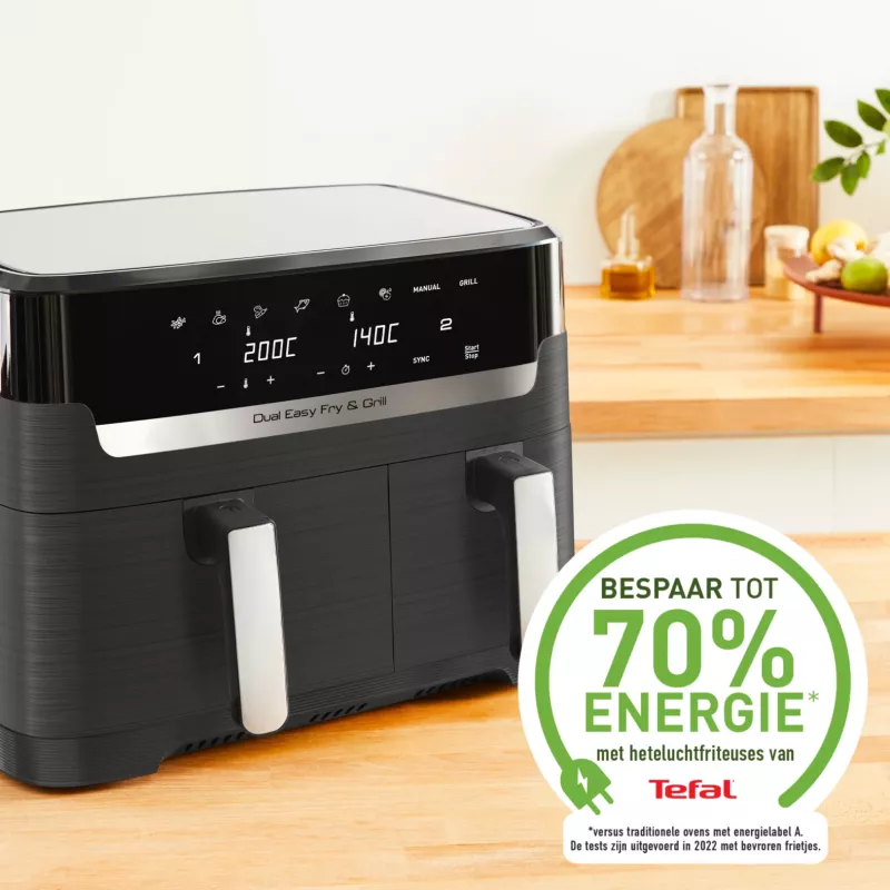 Tefal Dual Easy Fry & Grill EY905B fritadeira de ar quente dupla 8,3 L autónoma 2700 W cinzento