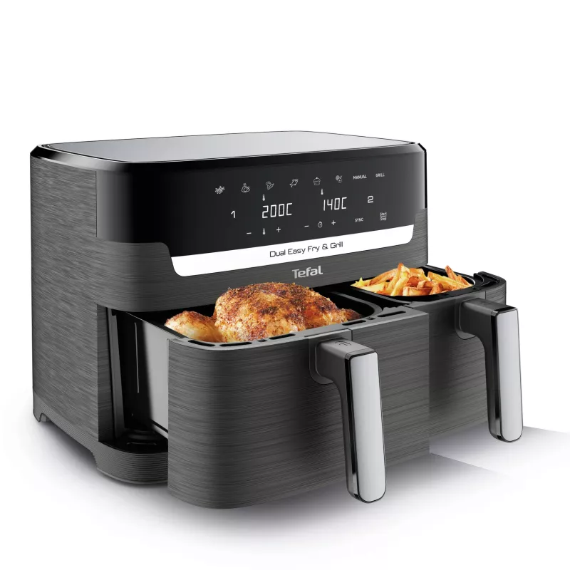 Tefal Dual Easy Fry & Grill EY905B fritadeira de ar quente dupla 8,3 L autónoma 2700 W cinzento
