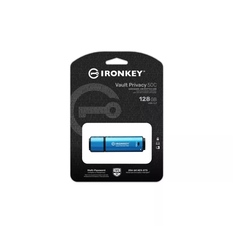 Kingston Technology IronKey 128GB USB-C Vault Privacy 50C AES-256 encriptado, FIPS 197