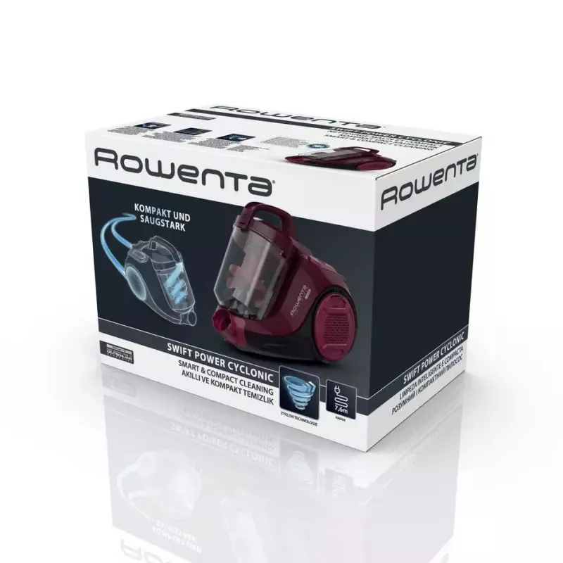 Aspirador de pó ROWENTA Swift Power RO2933 — 750 W, sem saco, bordô/preto, 4,87 kg
