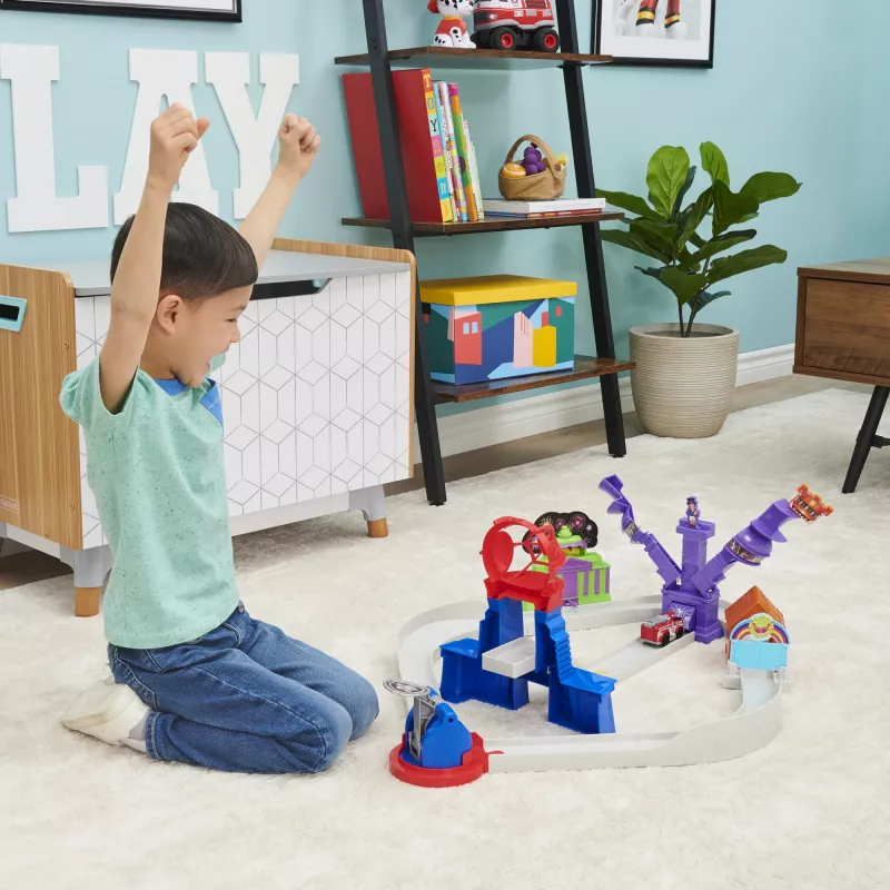 PAW Patrol, True Metal Total City Rescue conjunto de pista do filme com veículo Marshall exclusivo, escala 1:55, brinquedo para crianças a partir de 3 anos