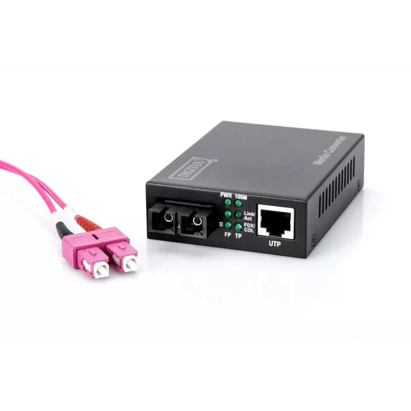 DIGITUS conversor de multimédia, multimodo 10/100Base-TX para 100Base-FX, incl. fonte de alimentação conector SC, até 2 km