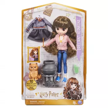 Wizarding World Harry Potter, conjunto de presente de boneca Brilliant Hermione Granger de 8 polegadas com 5 acessórios e 2 outfits, brinquedo para crianças a partir de 6 anos