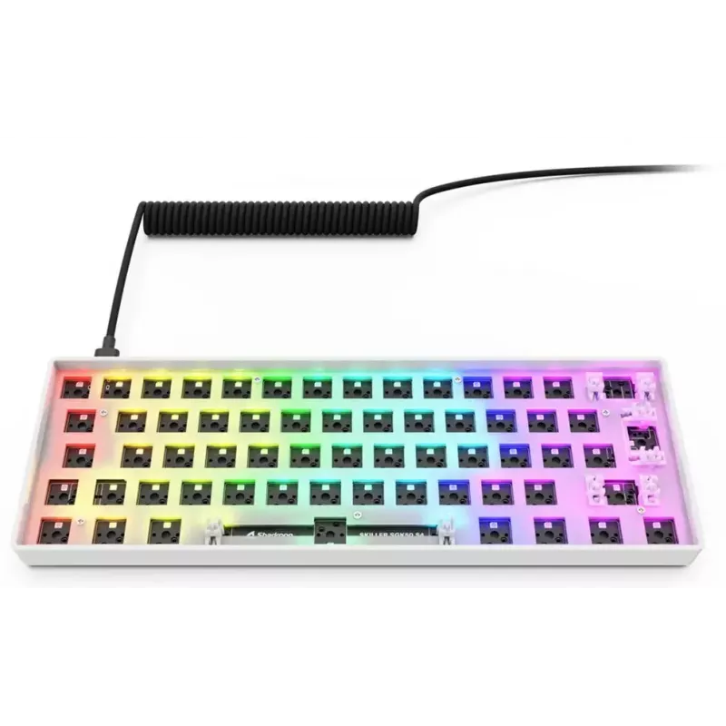 Teclado compacto 60% com fios Sharkoon SKILLER SGK50 S4 — layout QWERTZ, iluminação RGB, USB, cabo de 1,5 m, branco