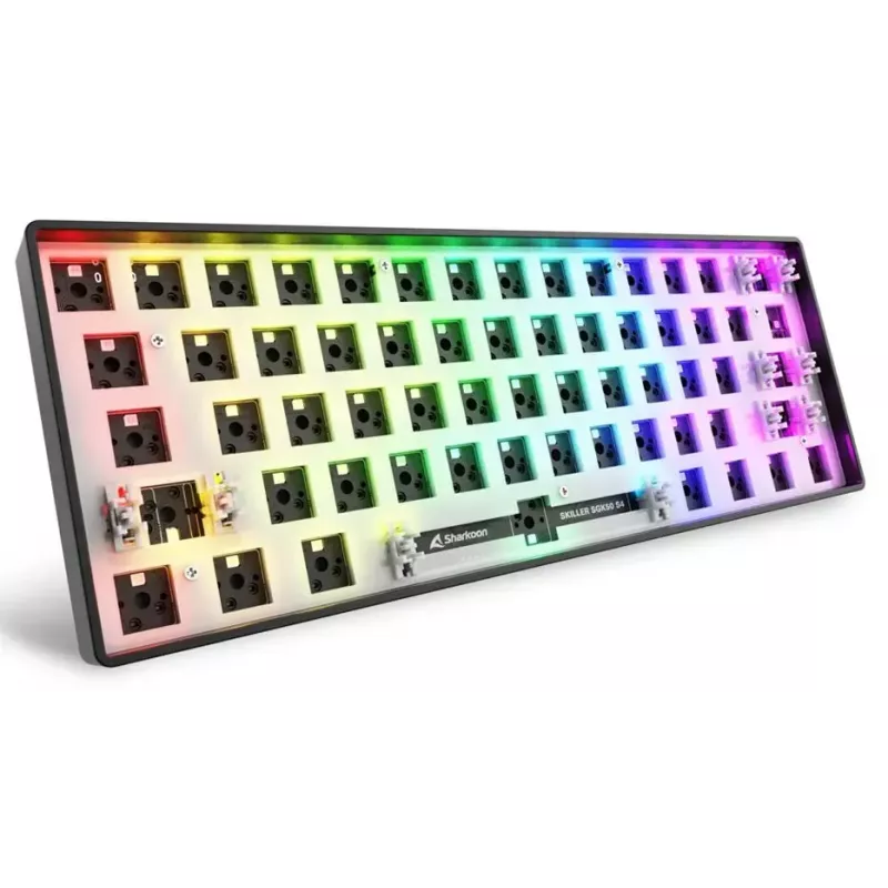 Teclado mecânico compacto 60% Sharkoon SKILLER SGK50 S4 — USB com fios, layout QWERTY alemão, retroiluminação RGB, cabo de 1,5 m, preto