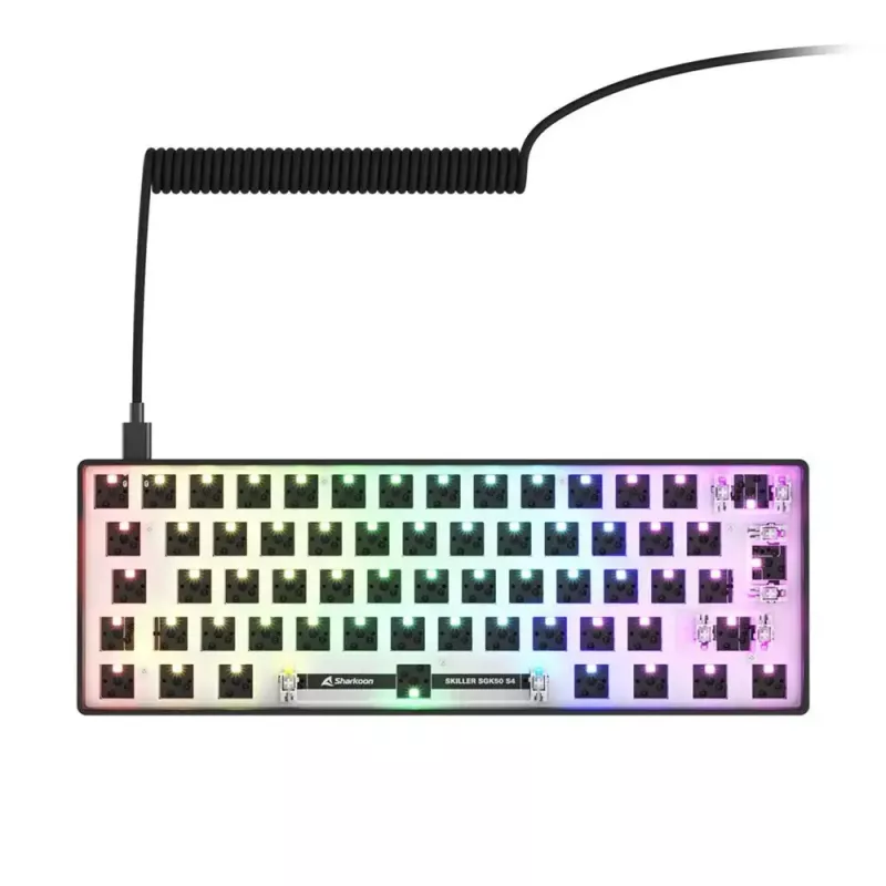 Teclado mecânico compacto 60% Sharkoon SKILLER SGK50 S4 — USB com fios, layout QWERTY alemão, retroiluminação RGB, cabo de 1,5 m, preto