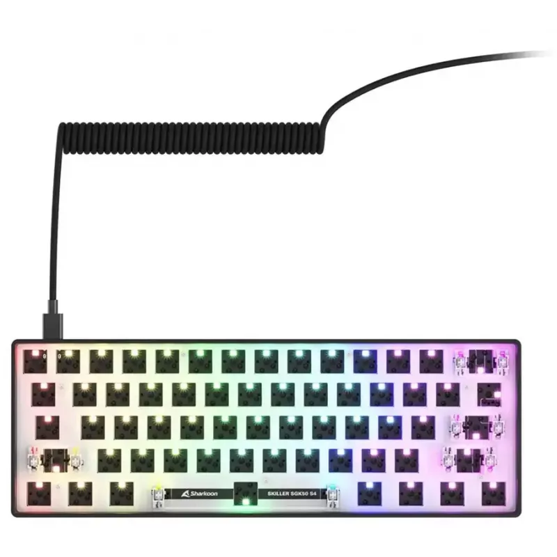 Teclado mecânico compacto 60% Sharkoon SKILLER SGK50 S4 — USB com fios, layout QWERTY alemão, retroiluminação RGB, cabo de 1,5 m, preto