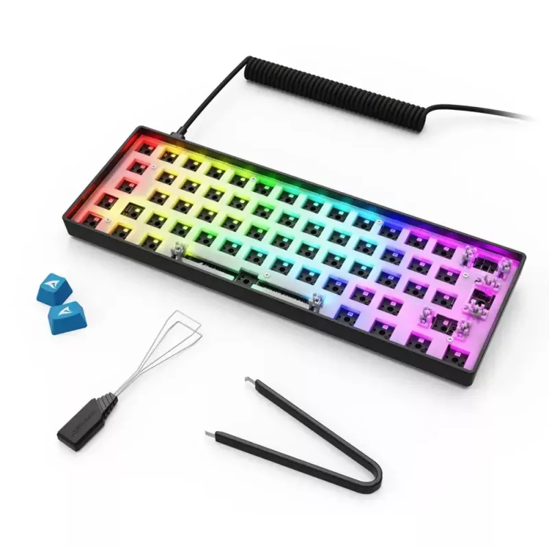 Teclado mecânico compacto 60% Sharkoon SKILLER SGK50 S4 — USB com fios, layout QWERTY alemão, retroiluminação RGB, cabo de 1,5 m, preto
