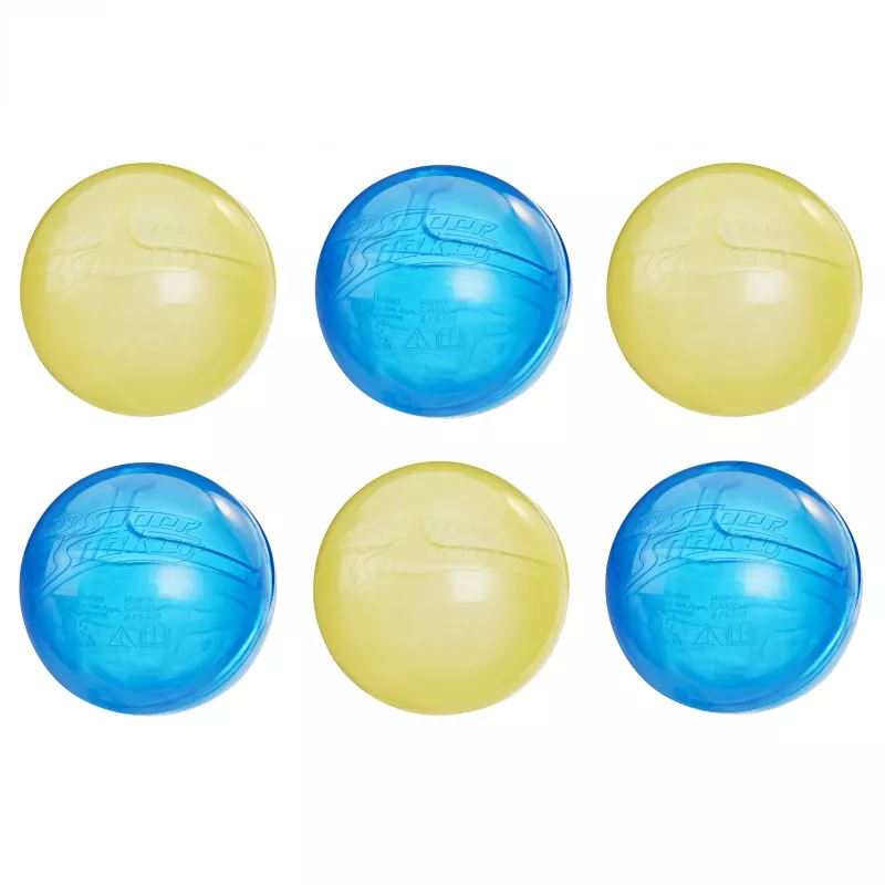Balões de água HASBRO Nerf Super Soaker Hydro Balls — depósito de água incorporado, 6 unid., plástico, azul/amarelo, idade 6+