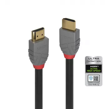 Lindy 3m Cabo HDMI Ultra High Speed, Anthra Line, 3 m, HDMI Tipo A (Standard), HDMI Tipo A (Standard), 3D, 48 Gbit/s, Preto