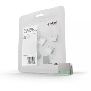 Lindy Bloqueador de porta USB (sem chave) – Embalagem de 10, Código de cor: Verde