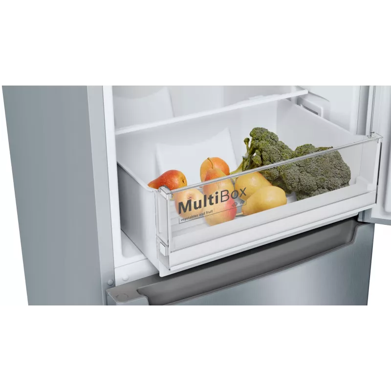 Bosch Serie 2 KGN33NLEB frigorífico combinado, de livre instalação, 279 l, No Frost, E, aço inoxidável