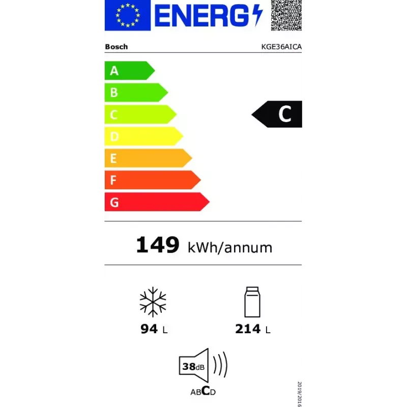 Combinado frigorífico-congelador Bosch Serie 6 KGE36AICA de instalação livre 308 l aço inoxidável