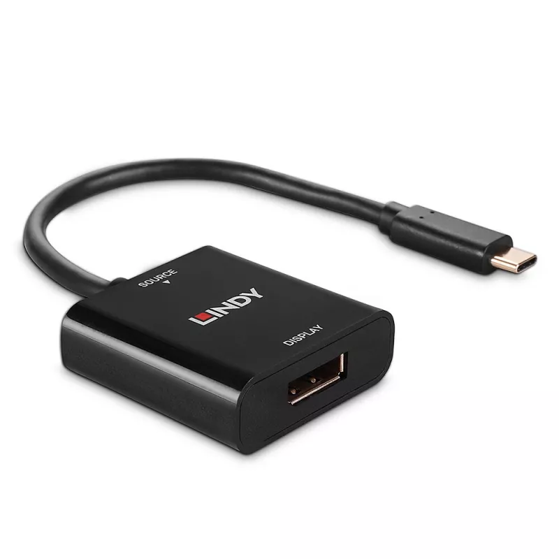 Conversor Lindy USB Type-C para DisplayPort 4K144, USB Type-C, saída DisplayPort, 3840 x 2160 píxeis