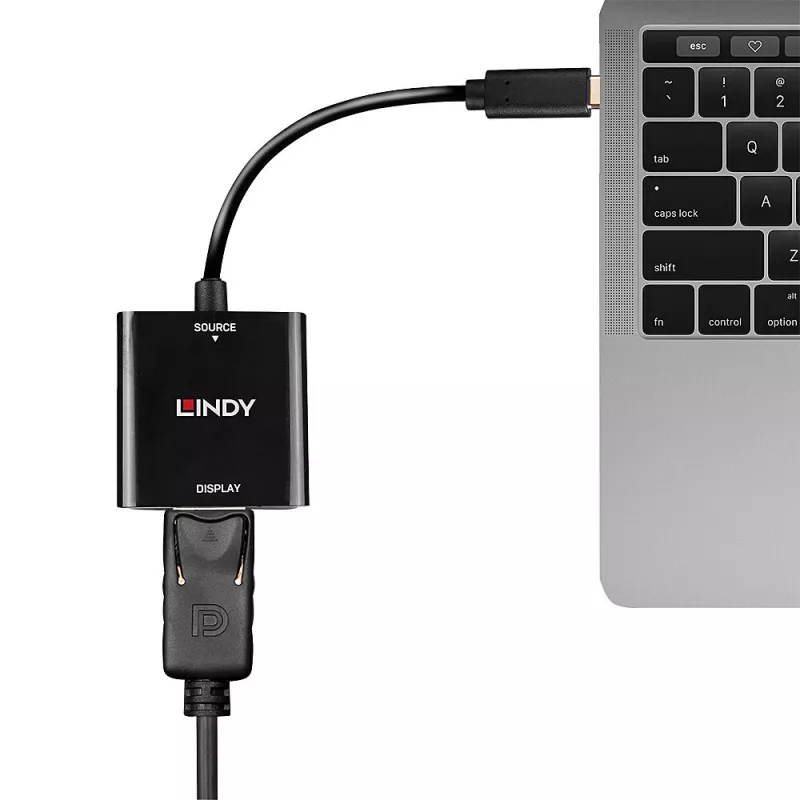 Conversor Lindy USB Type-C para DisplayPort 4K144, USB Type-C, saída DisplayPort, 3840 x 2160 píxeis