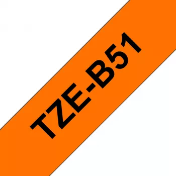 Fita laminada Brother, preto sobre laranja fluorescente, TZe, cinzento, transferência térmica, China, 5 anos