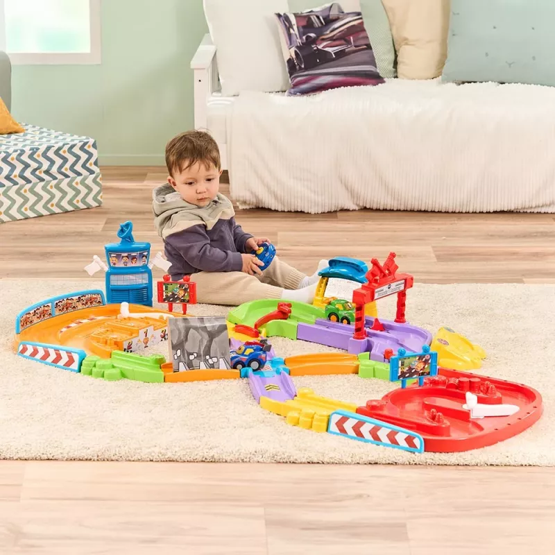 Tut Tut Baby Flitzer pista de corrida – conjunto interativo com veículo de empurrar