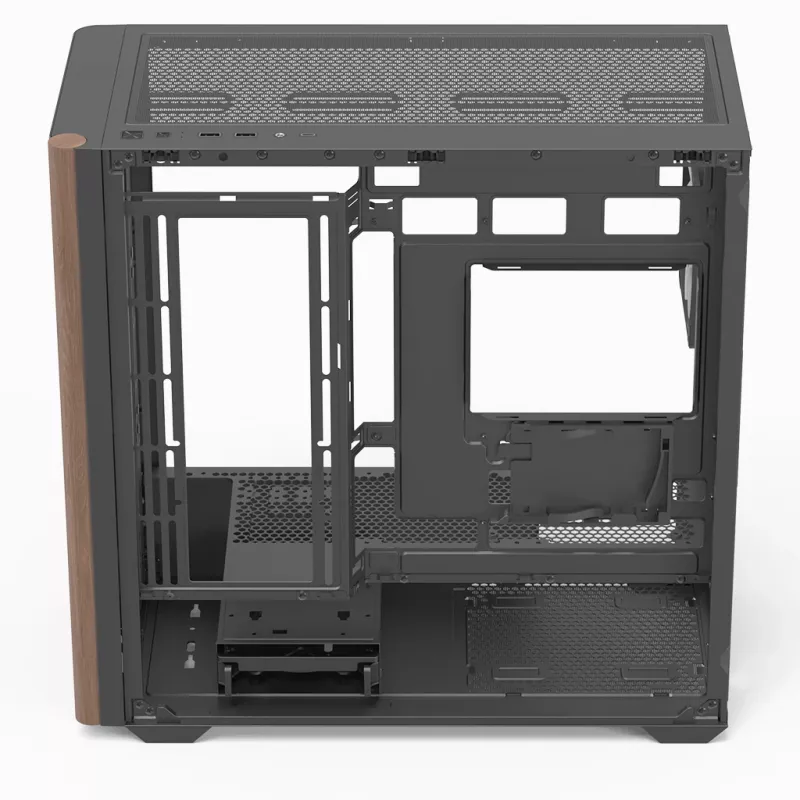 PC Mini Tower Aerocool D301A preto madeira fonte de alimentação ATX