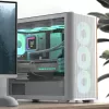 PC Mini Tower Aerocool D301A preto madeira fonte de alimentação ATX