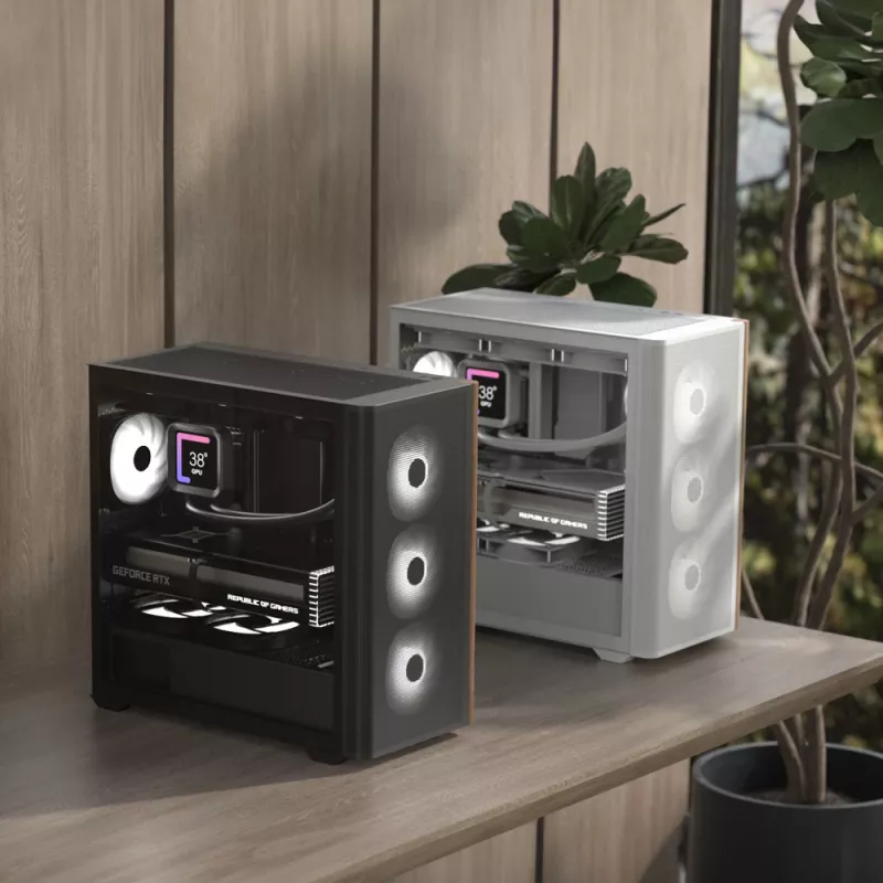 PC Mini Tower Aerocool D301A preto madeira fonte de alimentação ATX