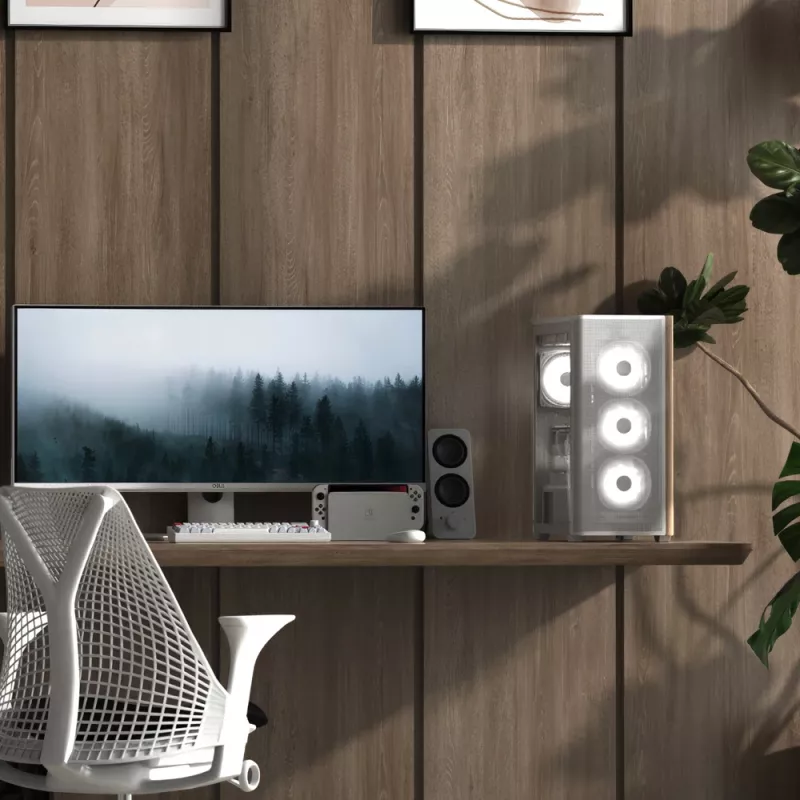 PC Mini Tower Aerocool D301A preto madeira fonte de alimentação ATX