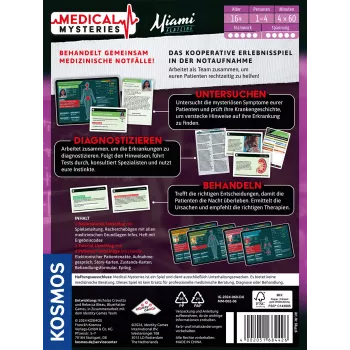 Kosmos Medical Mysteries - Miami Flatline 60 min Jogo de tabuleiro Dedução