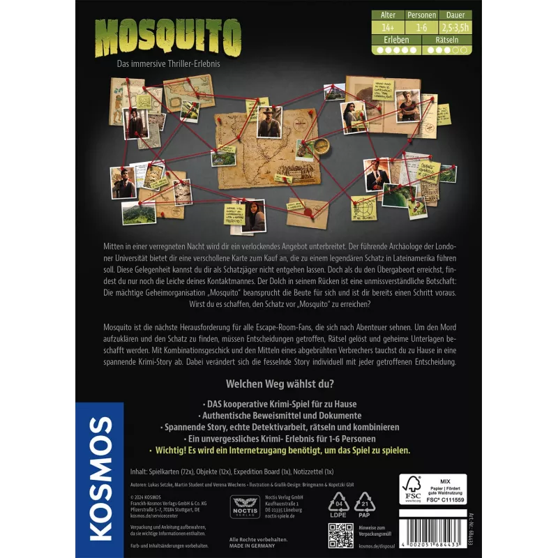 Kosmos Masters of Crime: Mosquito 210 min Jogo de tabuleiro Viagem/Aventura